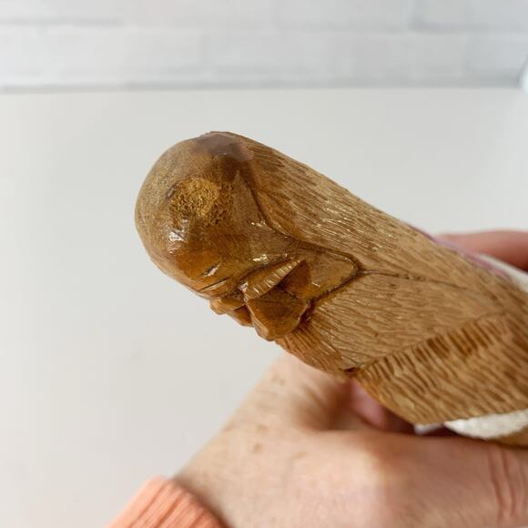 Santa Gnome Elf 2 Man Wood Hand Carved Figure W Dawydenko Minnesota Folk Art - Picture 7 of 9